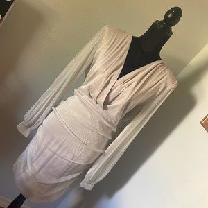 GLITTER MESH SHIRRING SIDE PLUS MINI DRESS